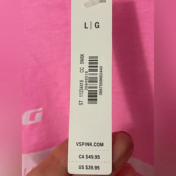 Victoria's Secret Pink Cotton Long Sleeve Crew Neck Racing 100% Cotton Sz L NWT - Picture 6 of 10